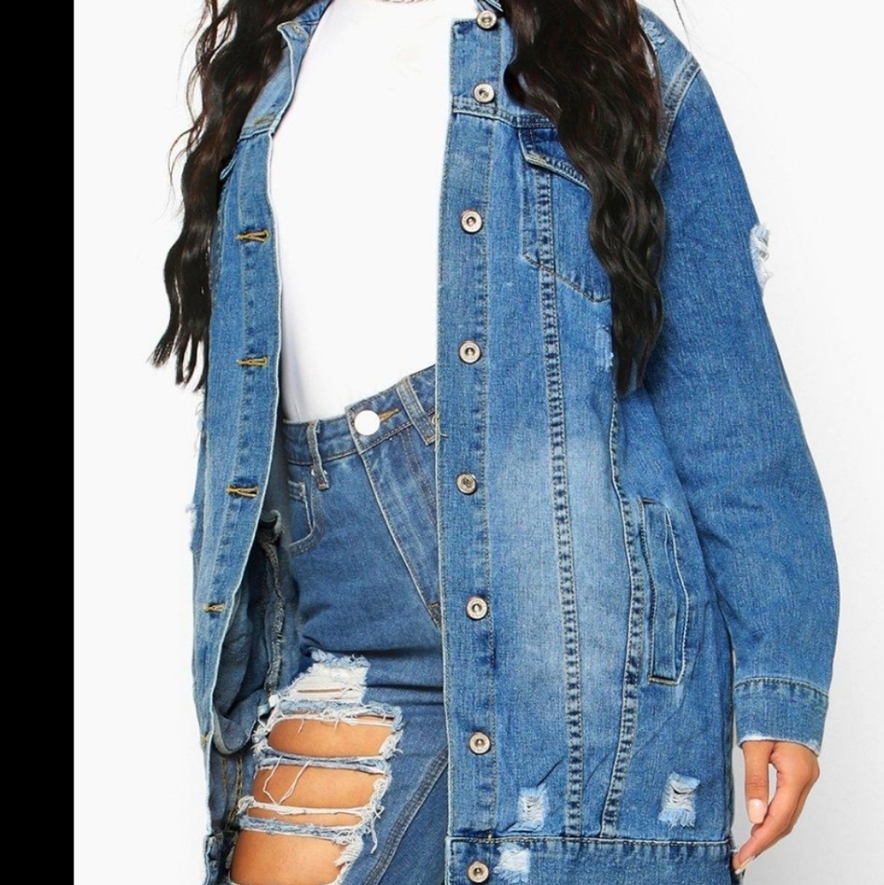 Distressed denim jacket